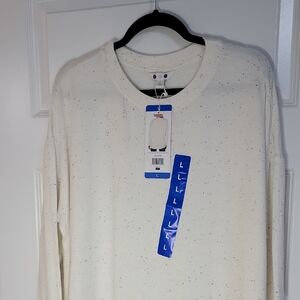 THREE DOTS NWT IVORY SPECKLED CREW NECK LS TEE LARGE